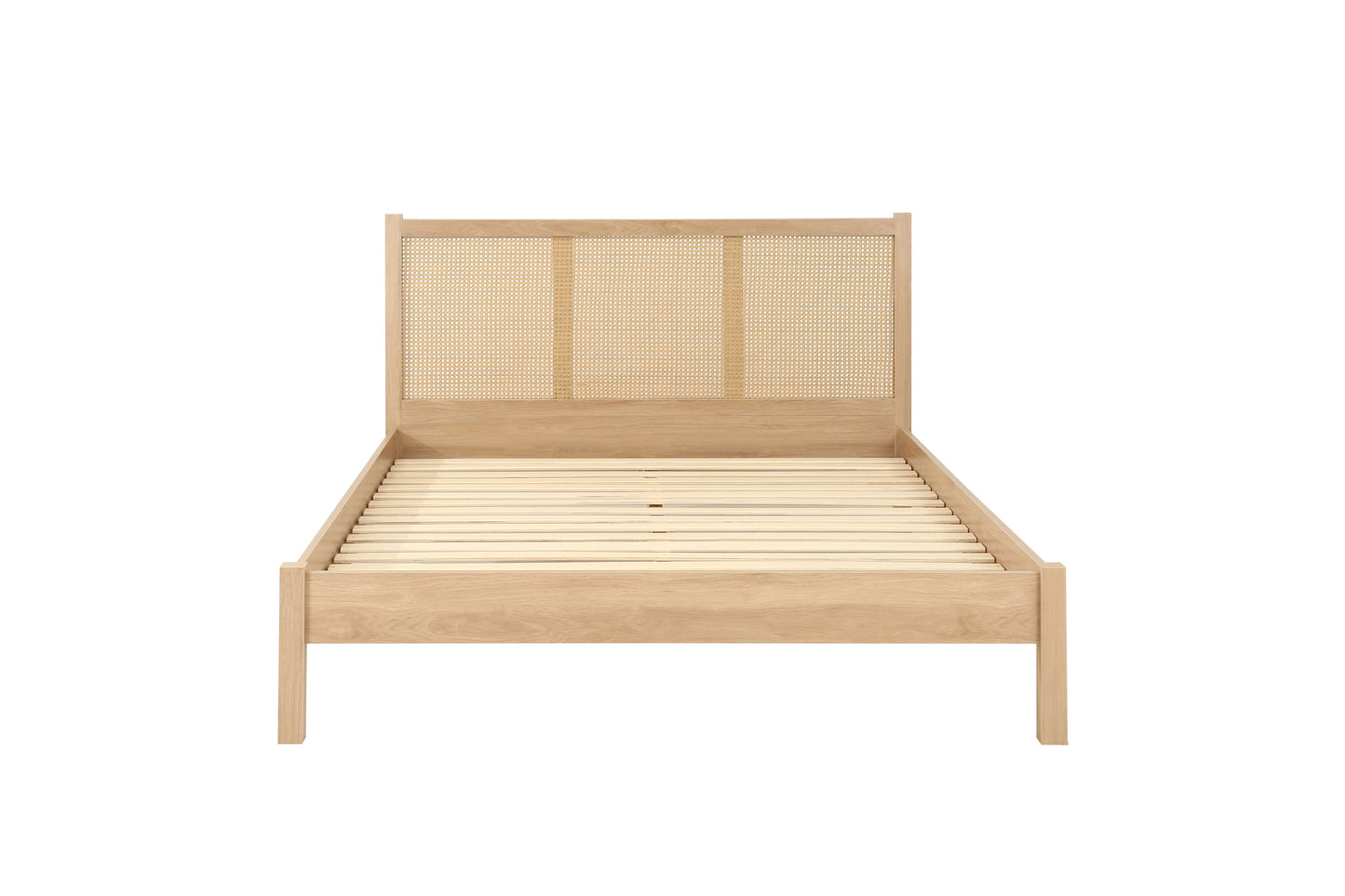 Croxley Oak Rattan Double Bed + Heaven Double Mattress