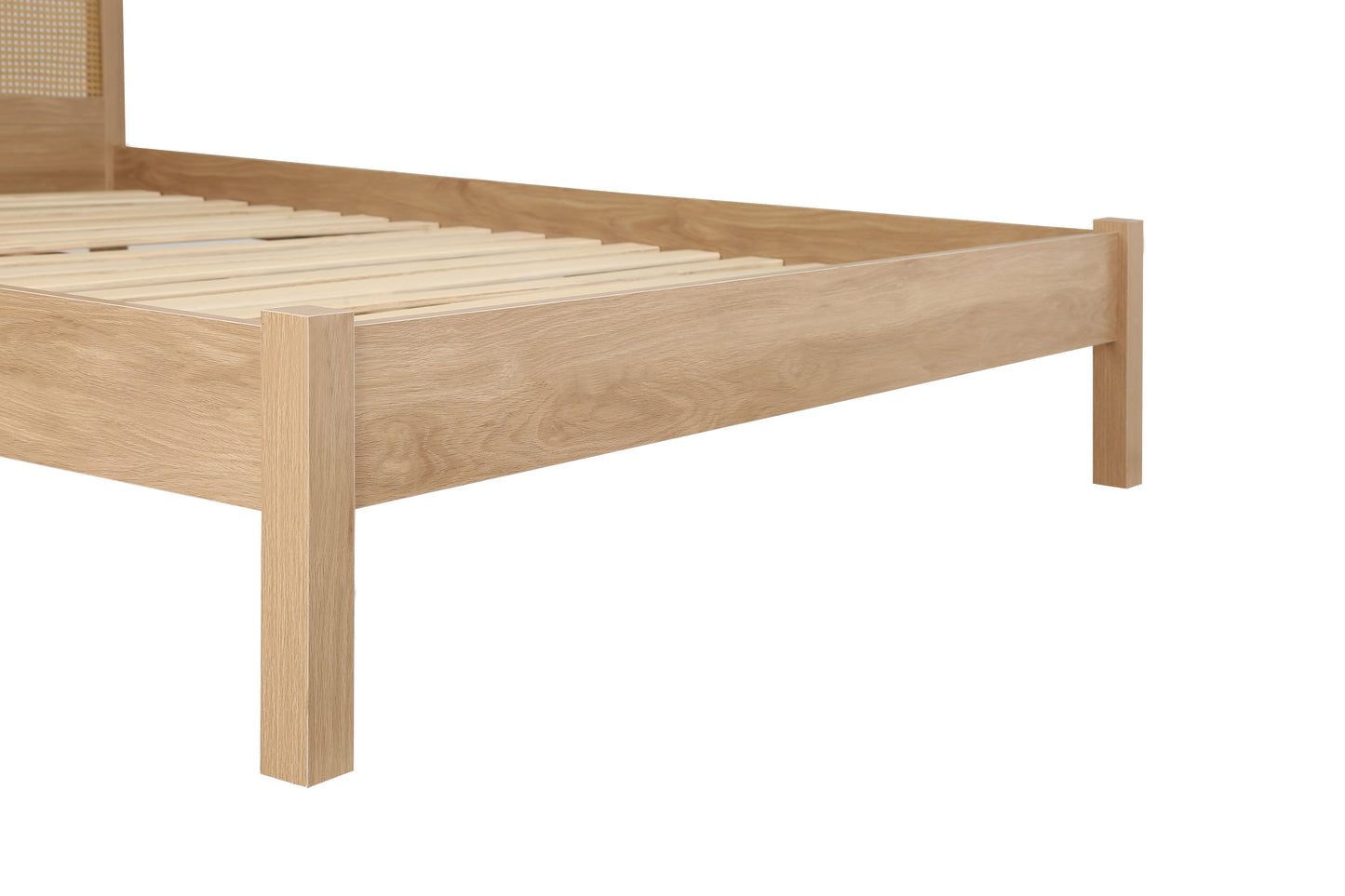 Croxley Oak King Rattan Bed + Heaven King Mattress