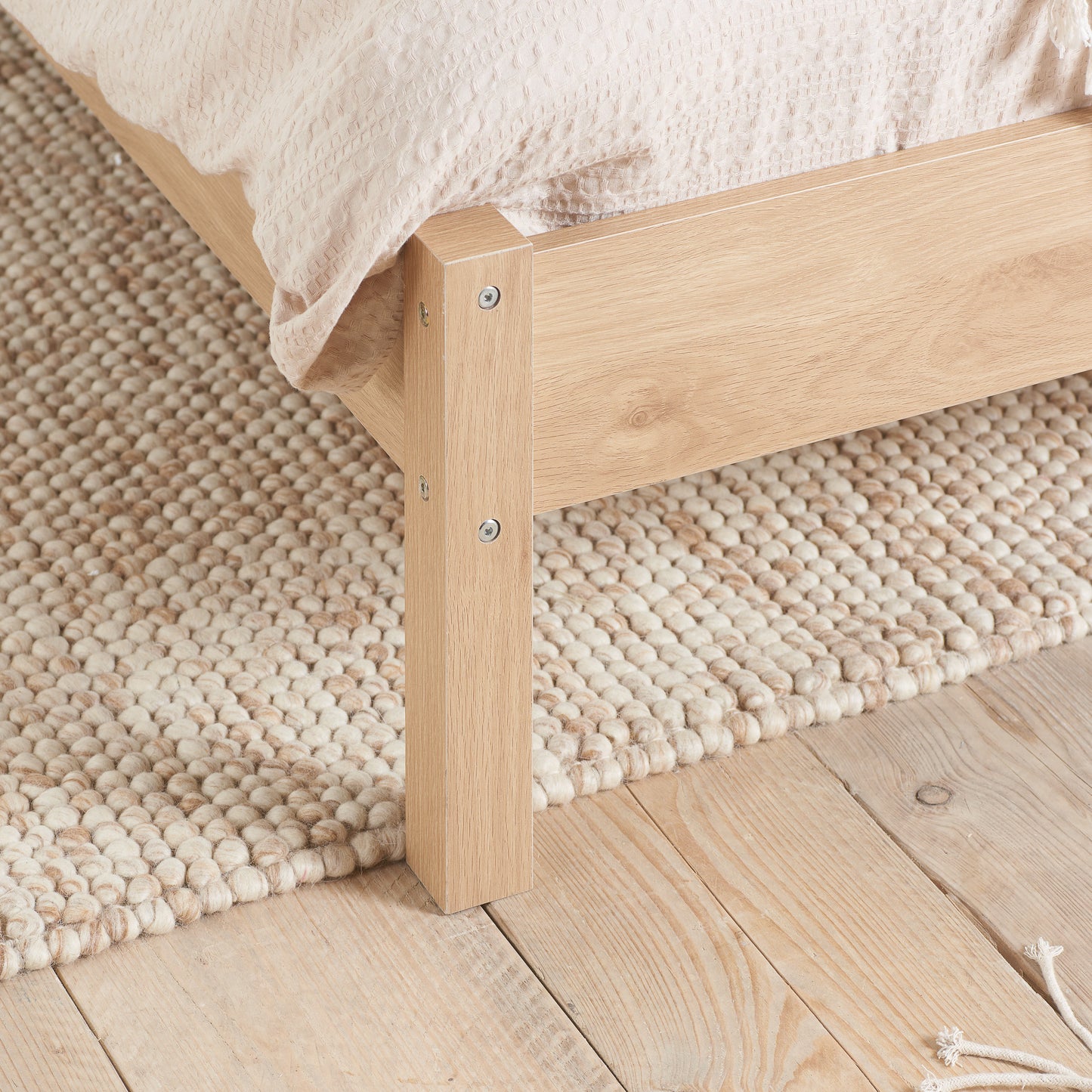 Croxley Oak Rattan Double Bed + Heaven Double Mattress
