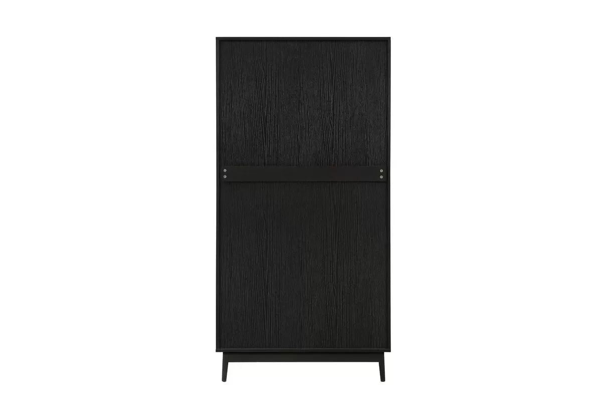 Croxley Black 2 Door 1 Drawer Rattan Wardrobe