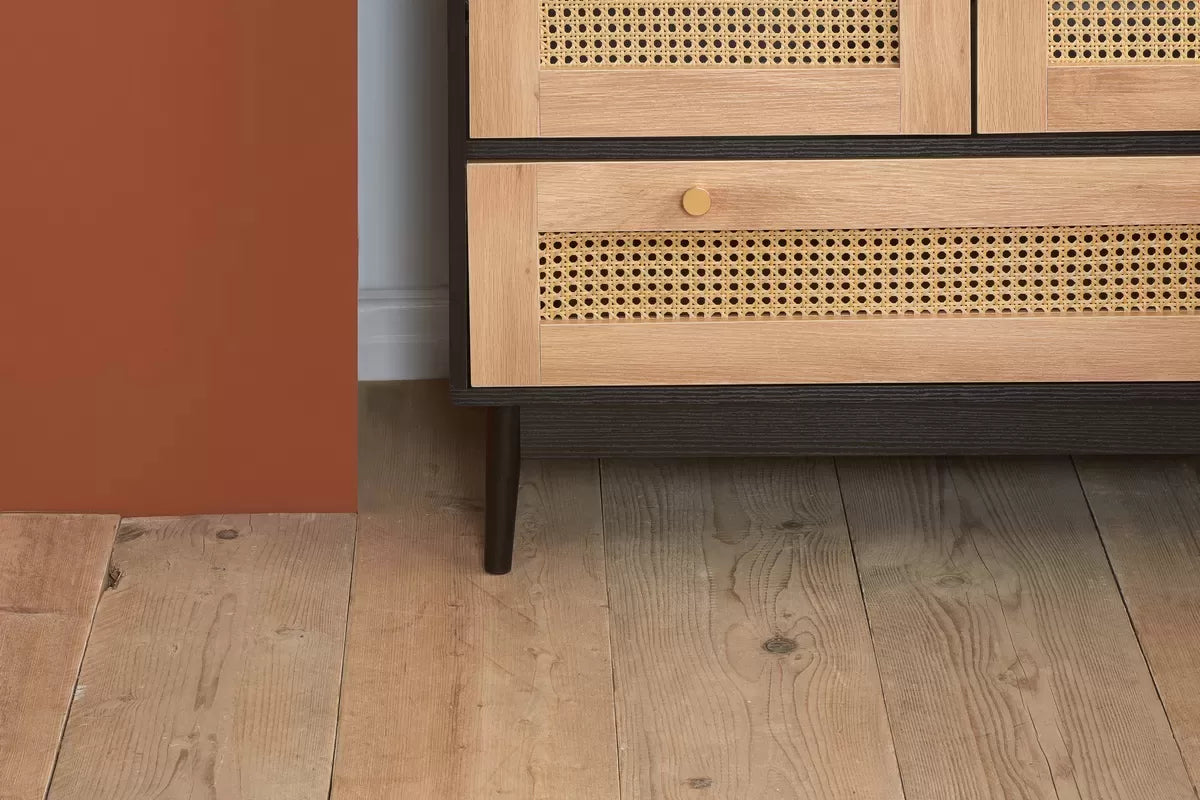 Croxley Black 2 Door 1 Drawer Rattan Wardrobe