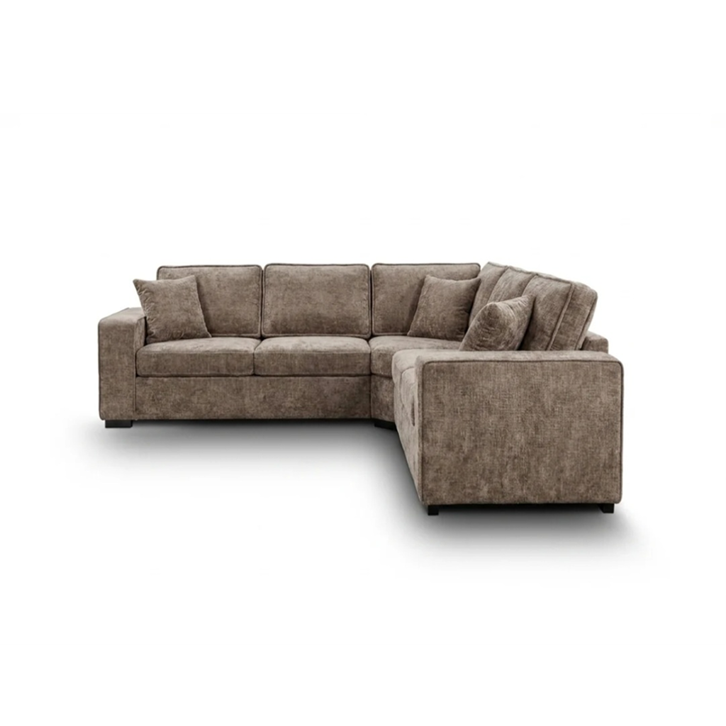 Camila Dark Truffle Enzo Fabric Sofa Bed - Corner 5 Seater