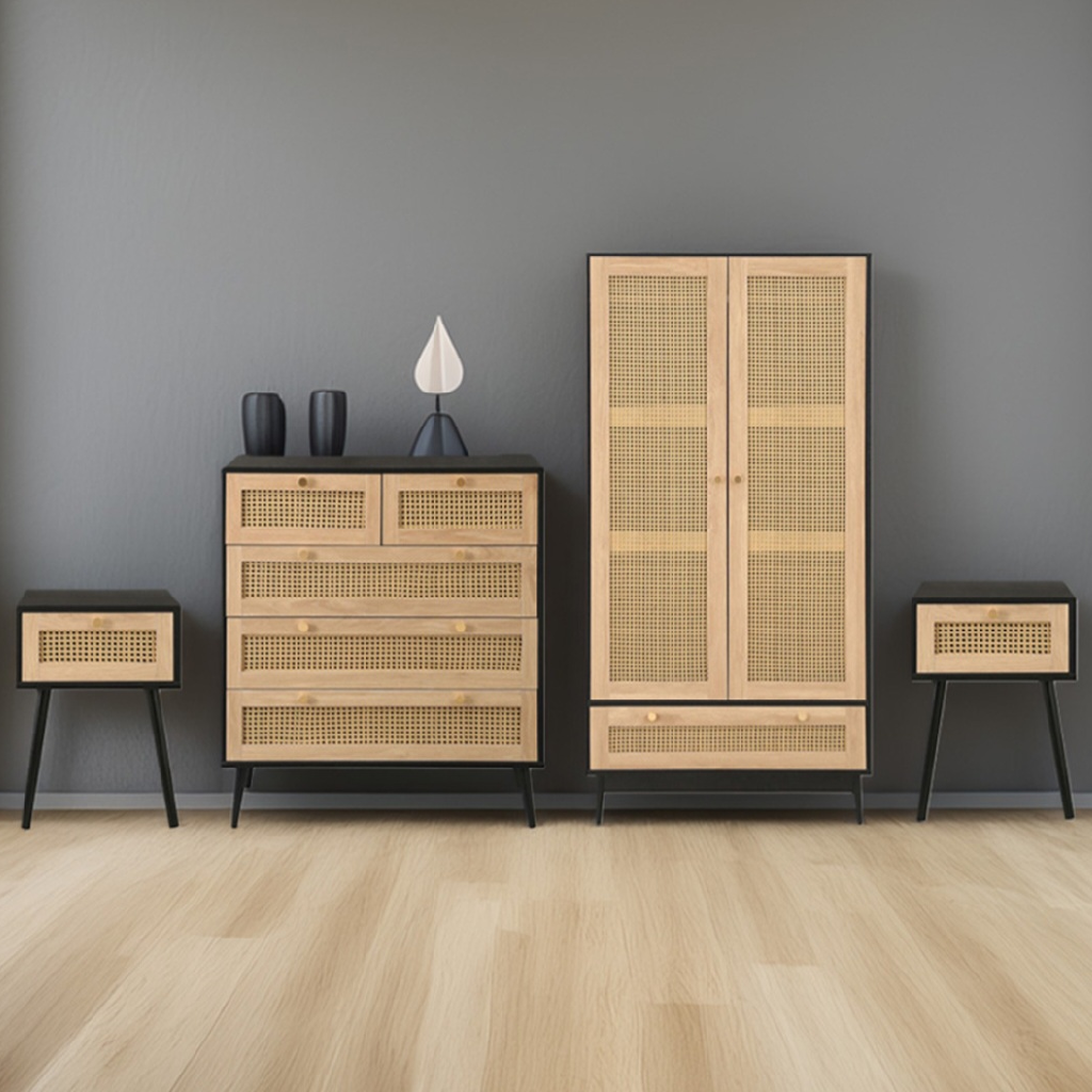 Cresswell 4 Piece Rattan Bedroom Furniture Set