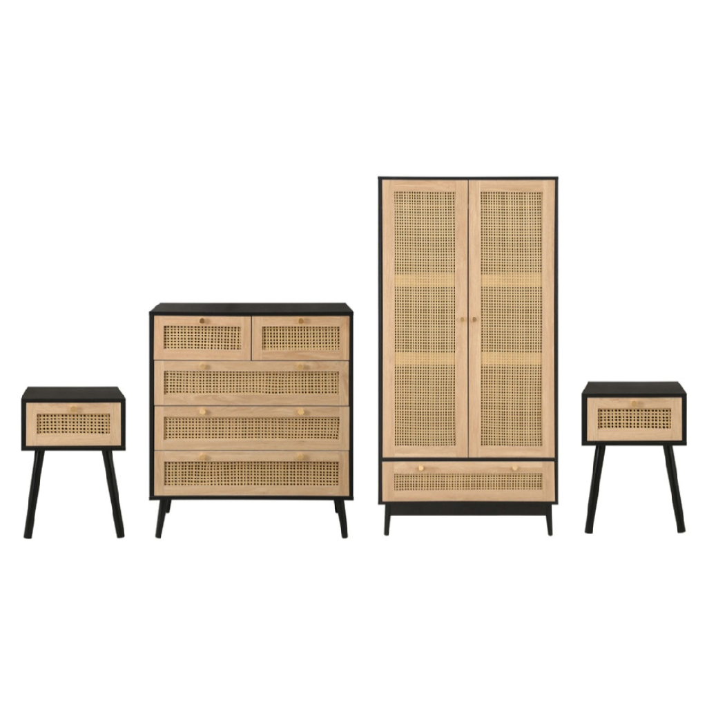 Cresswell 4 Piece Rattan Bedroom Furniture Set