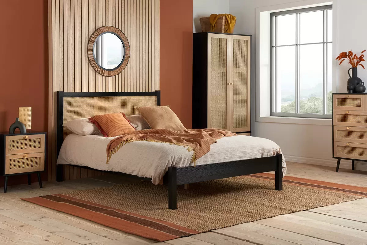 Croxley Black 5 Drawer Rattan Chest