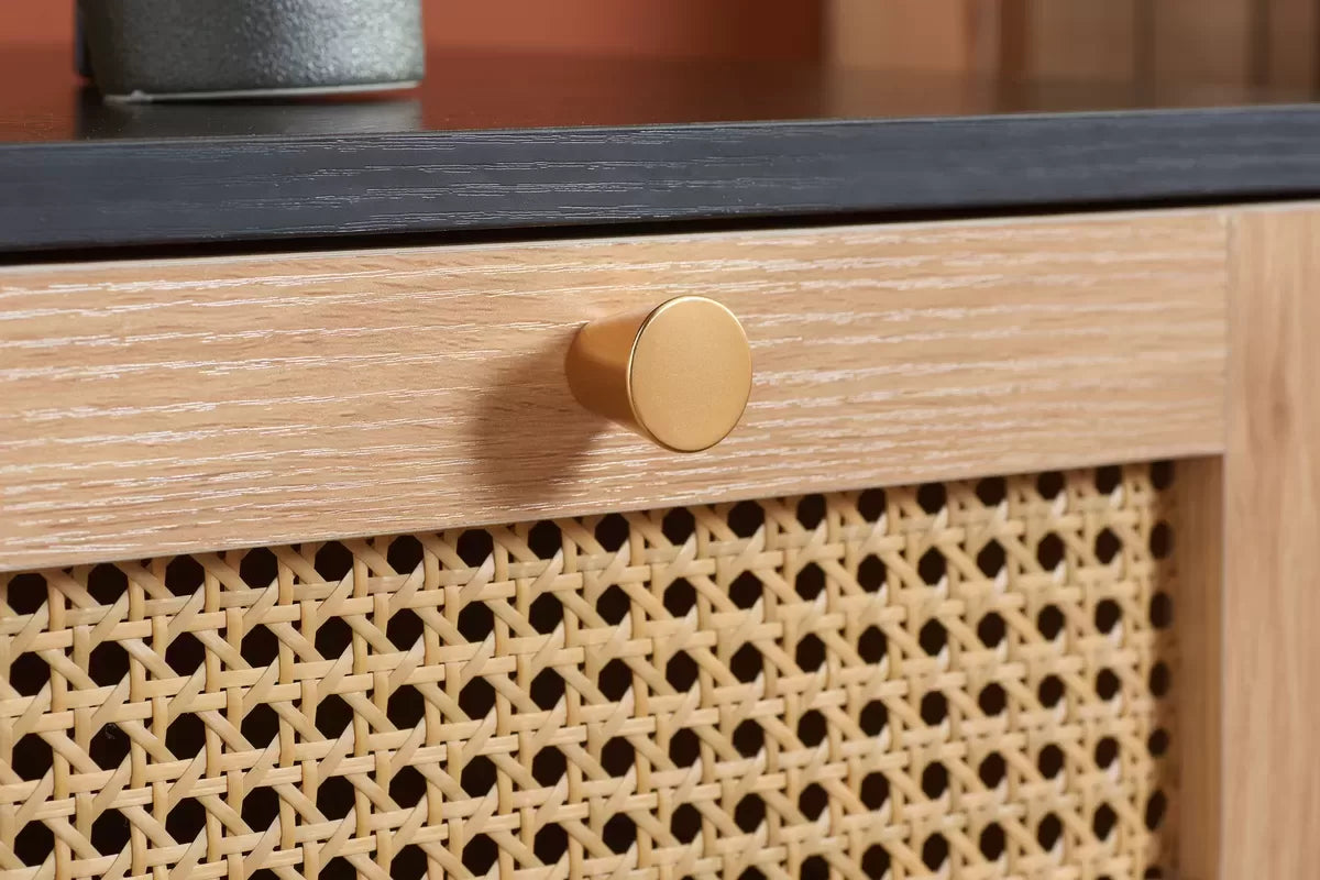 Croxley Black 5 Drawer Rattan Chest