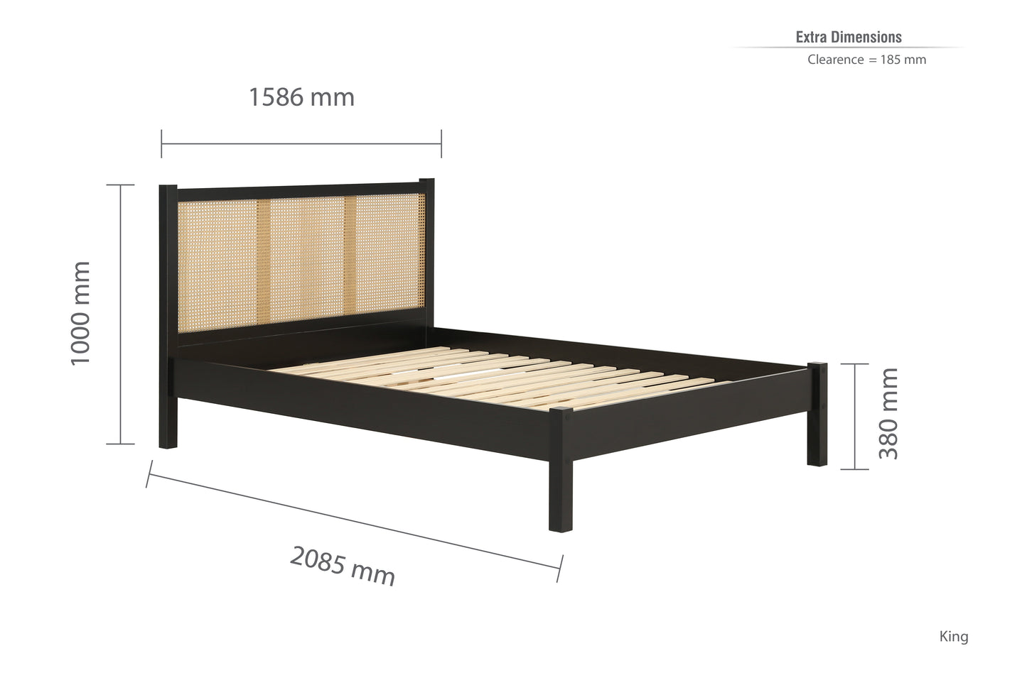 Croxley Black Rattan King Bed + Heaven King Mattress
