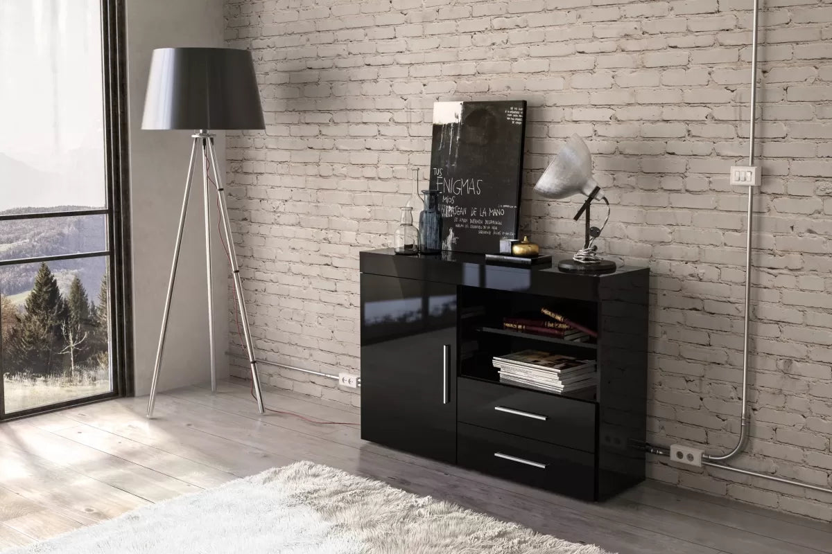 Edgeware Black 1 Door 2 Drawer Sideboard