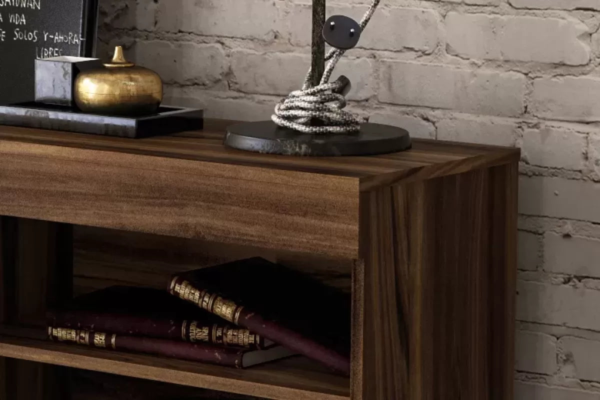 Edgeware Walnut & Black 1 Door 2 Drawer Sideboard