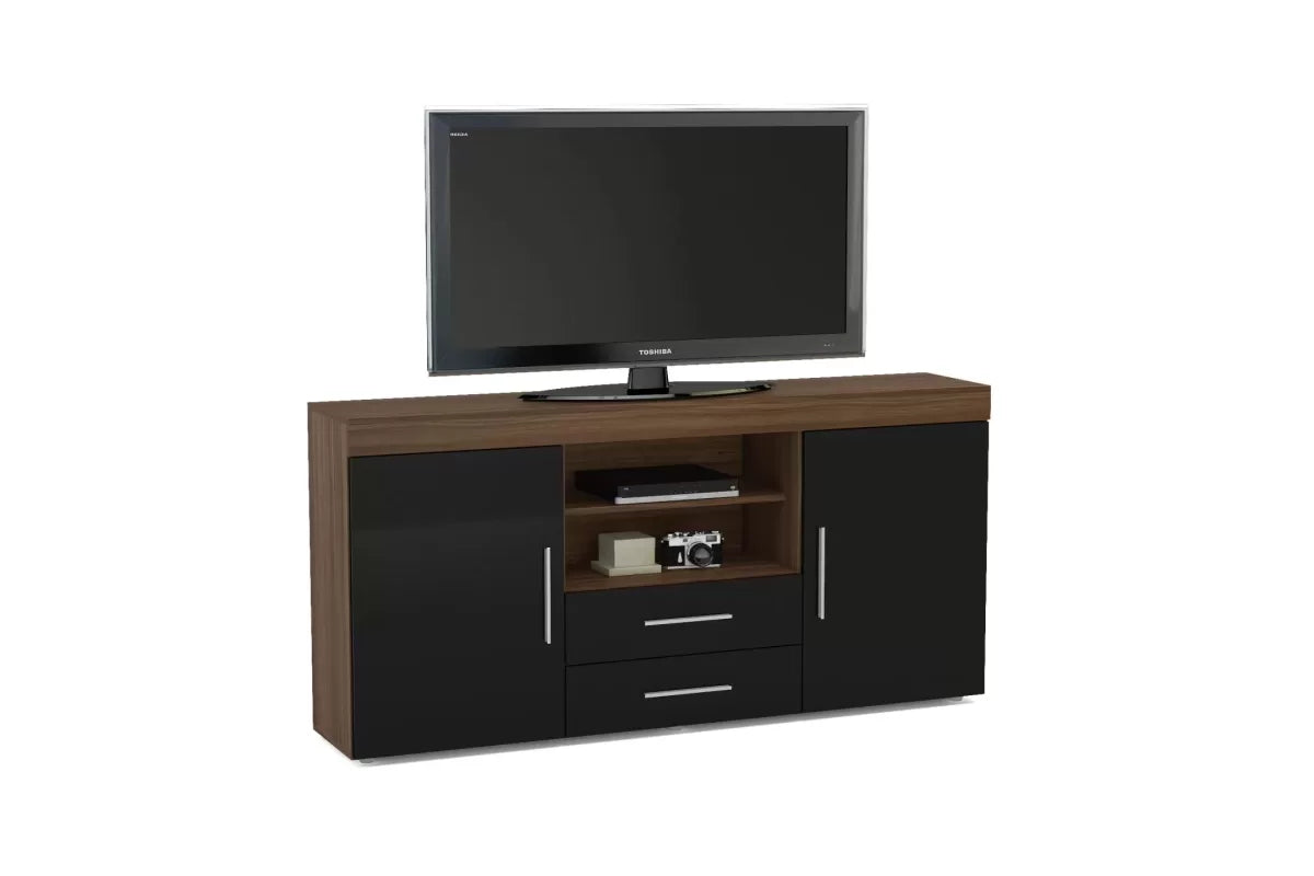 Edgeware Walnut & Black 2 Door 2 Drawer Sideboard