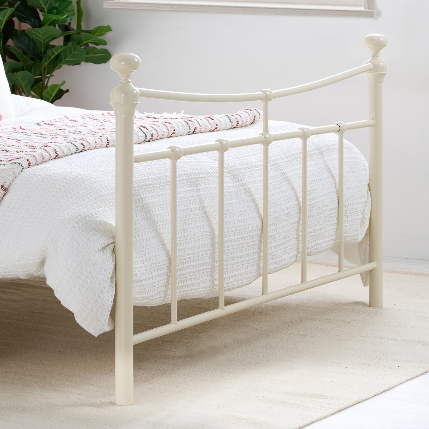 Emily Cornish Cream Metal Single Bed + Comfort Single Mattress