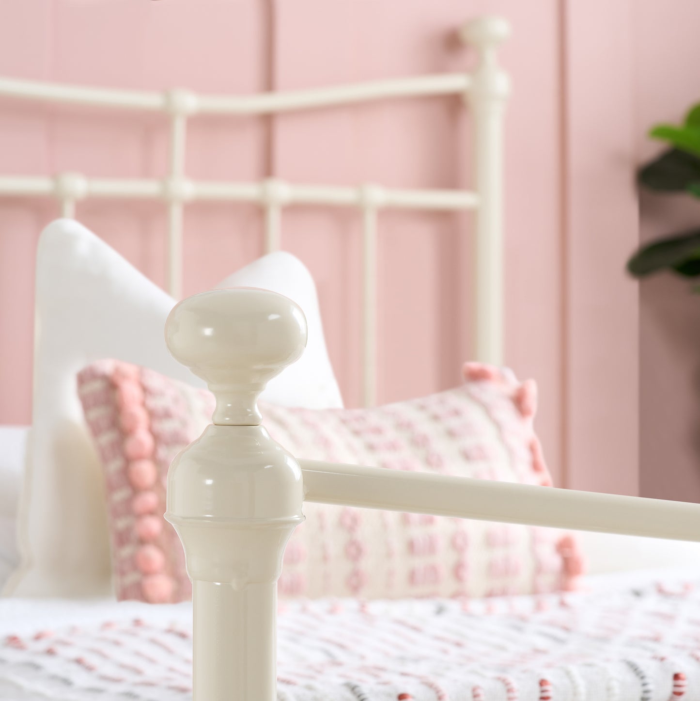 Emily Cornish Cream Metal Single Bed + Comfort Single Mattress