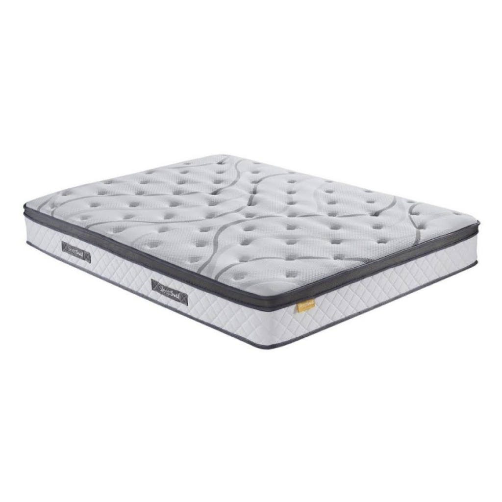Eden White Boucle King Bed + Sleep Happy Heaven 1000 Pocket Sprung Coolgel King Mattress