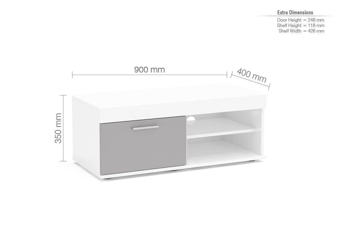 Edgeware White & Grey Small TV Unit
