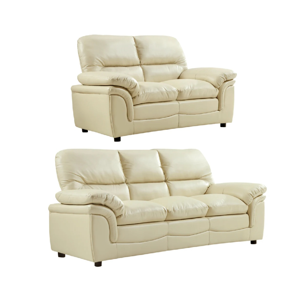 Ferona Cream Leather 3+2 Seater Sofa Set