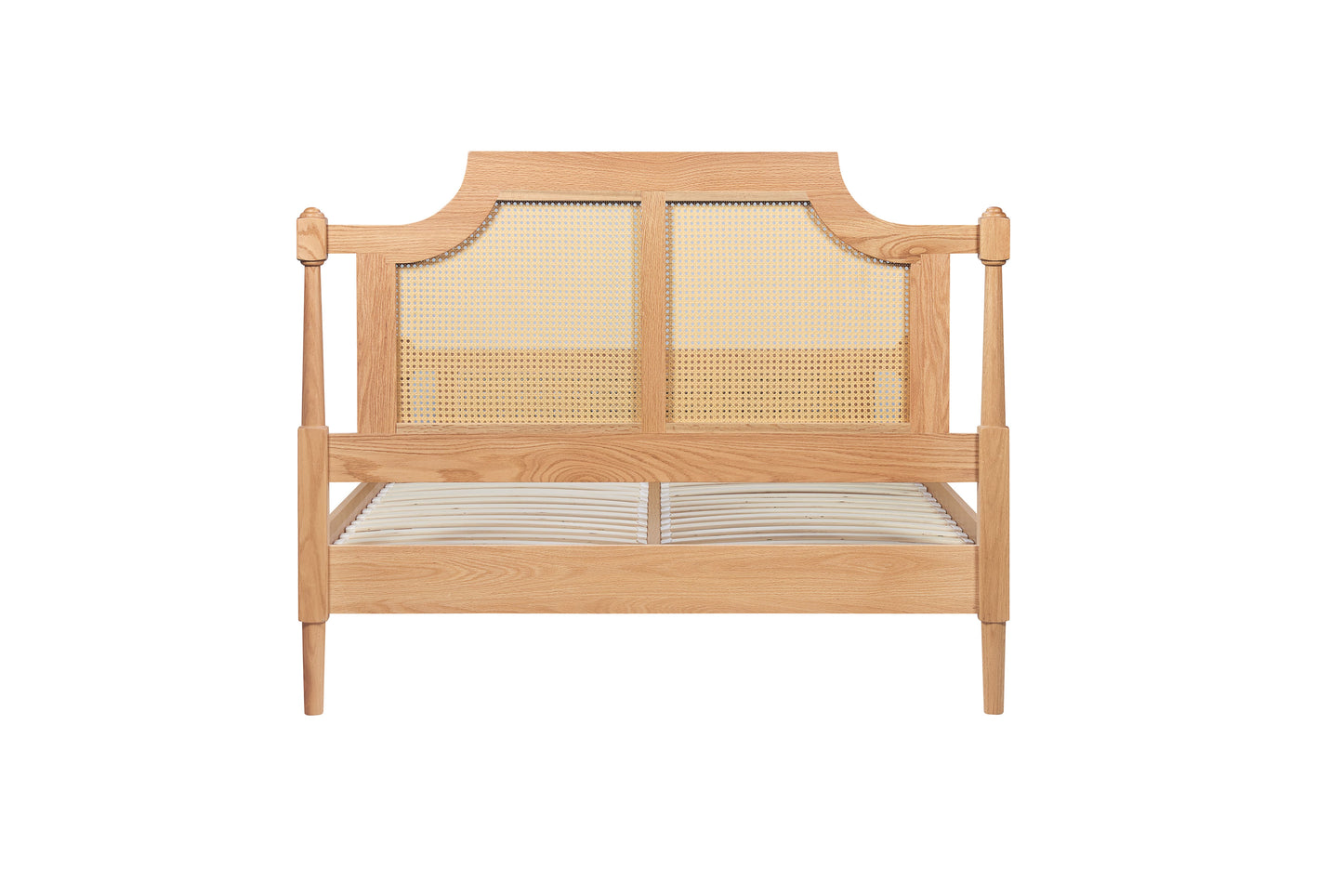 Geneva Oak Rattan Double Bed + Comfort Double Mattress