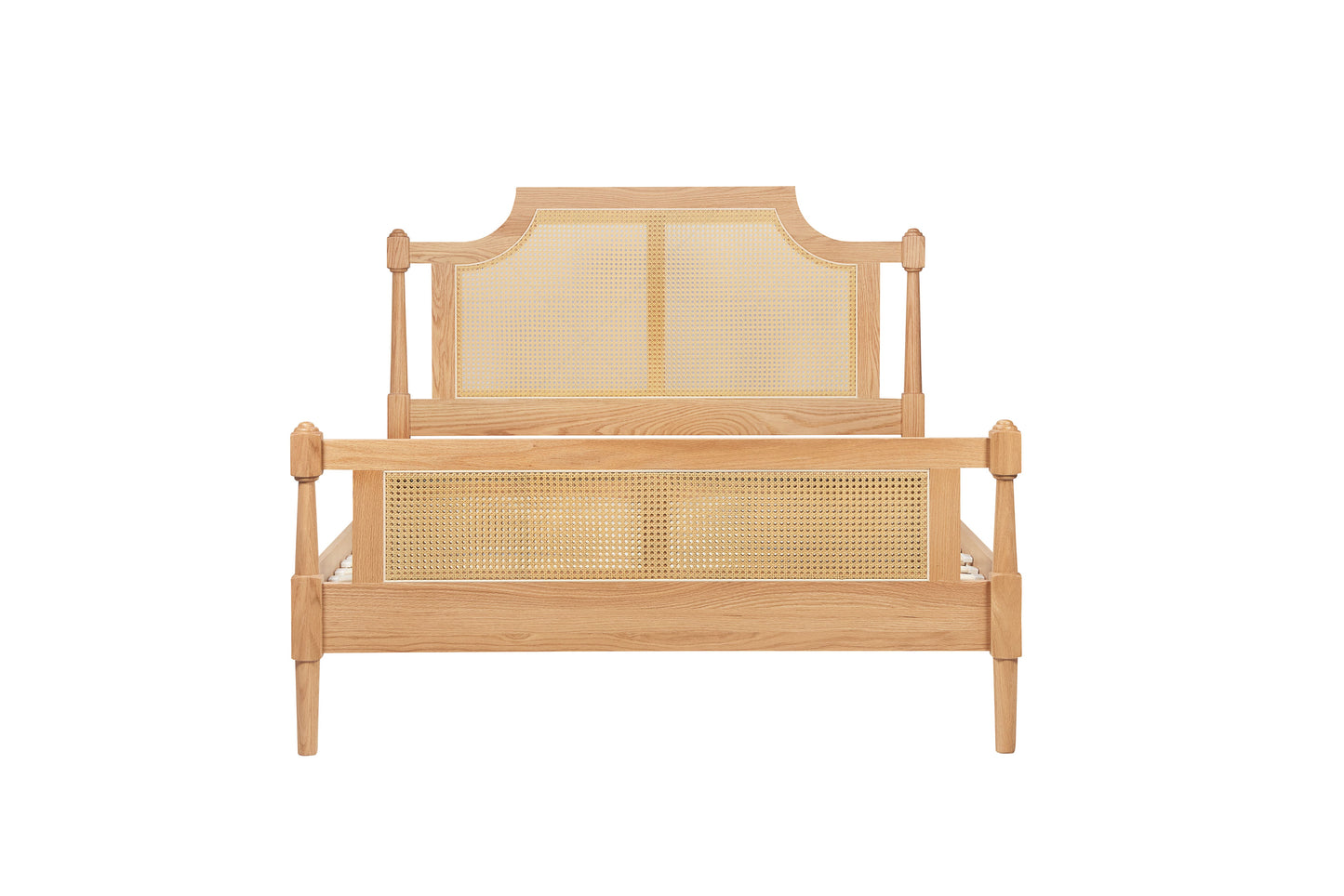 Geneva Oak Rattan Double Bed + Comfort Double Mattress