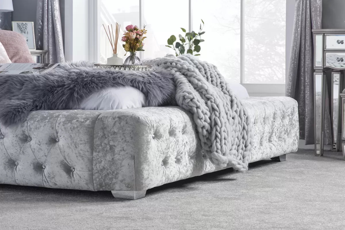 Grande Steel Crush Velvet King Bed + Cloud King Mattress