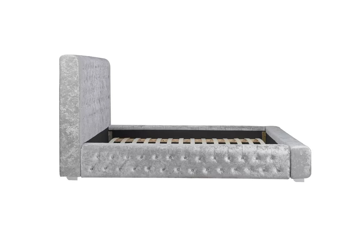 Grande Steel Crush Velvet King Bed + Cloud King Mattress