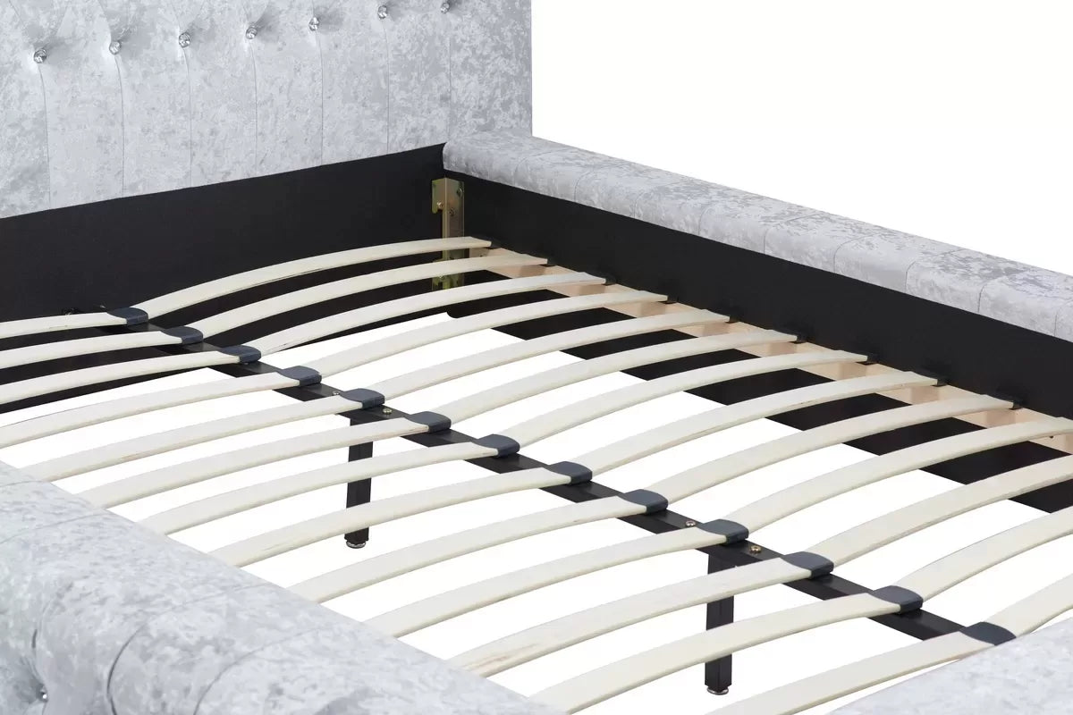 Grande Steel Crush Velvet King Bed + Cloud King Mattress