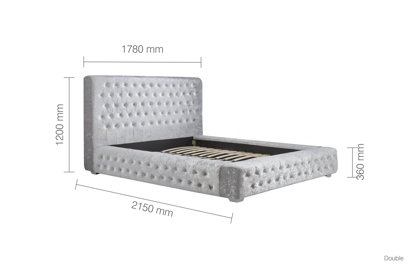 Grande Steel Crush Double Bed + Cloud Double Mattress