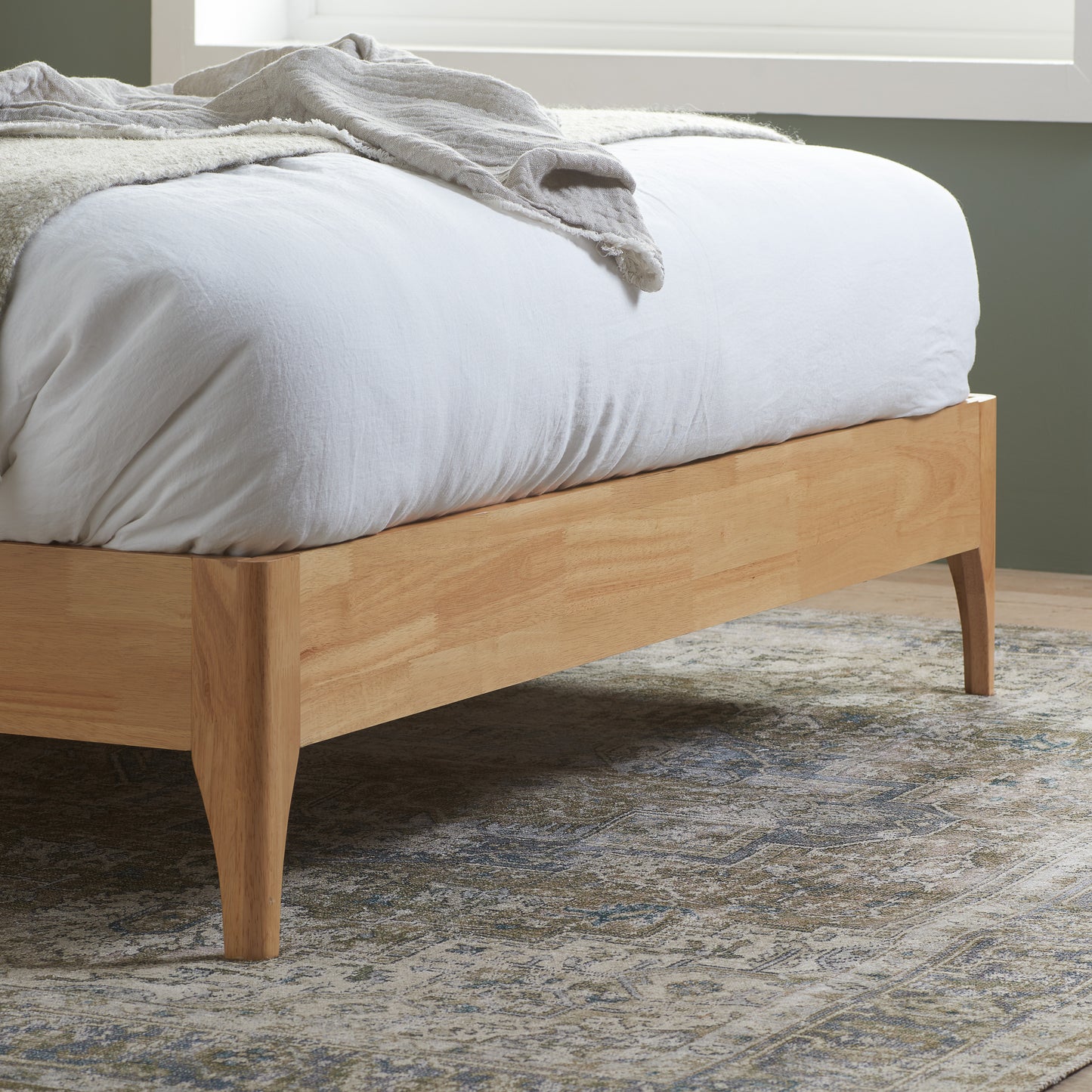 Halfden White Boucle Double Bed + Heaven Double Mattress