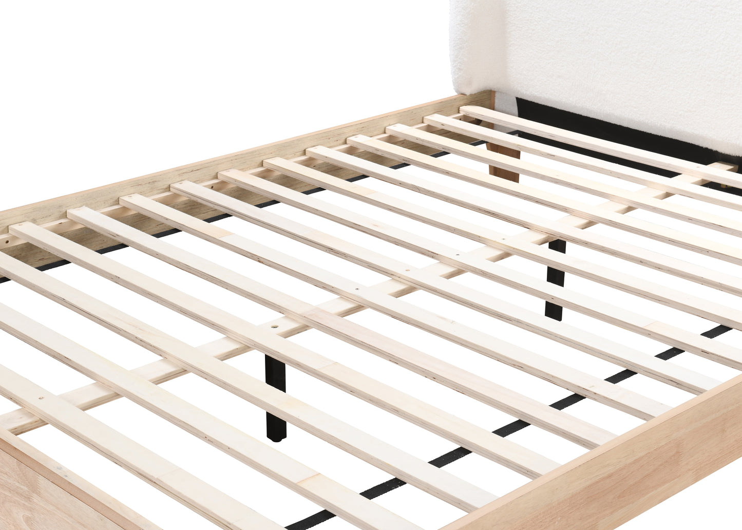 Halfden White Boucle Double Bed + Heaven Double Mattress