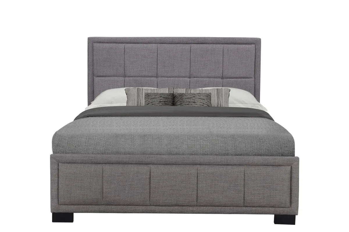 Hannover Grey Fabric King Bed + Comfort King Mattress