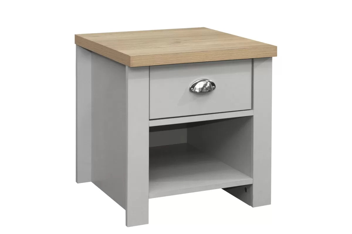 Highgate Grey & Oak 1 Drawer Lamp Table