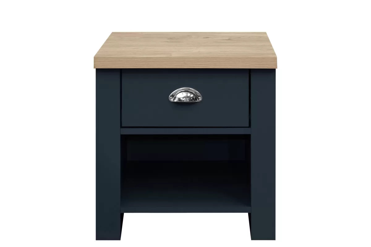 Highgate Navy Blue & Oak 1 Drawer Lamp Table