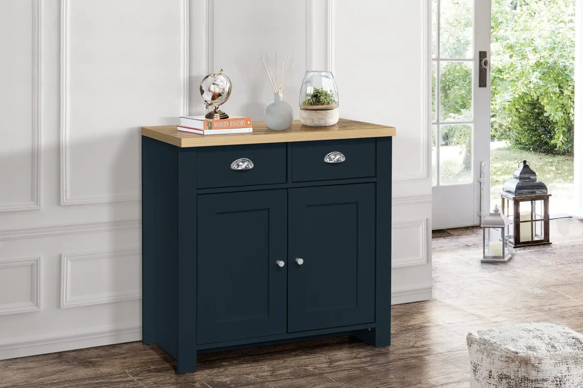 Highgate Navy Blue & Oak 2 Door 2 Drawer Sideboard