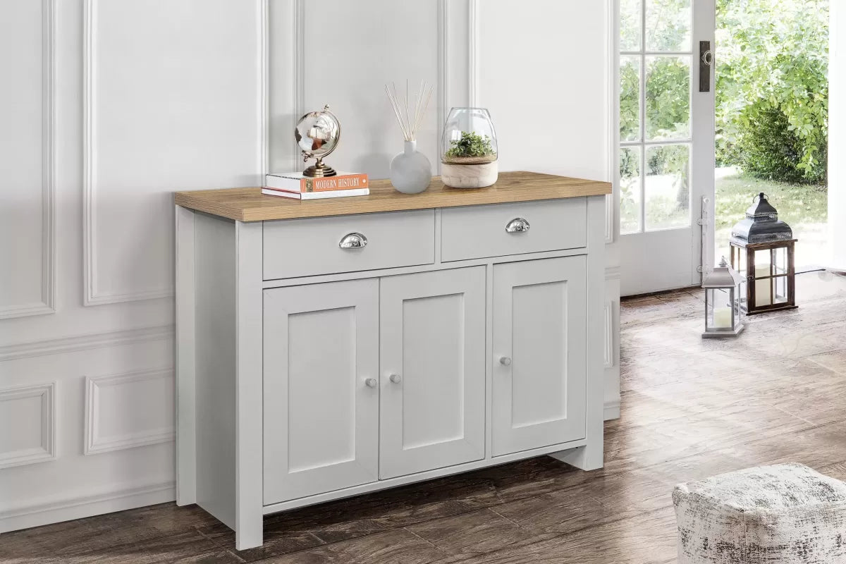 Highgate Grey & Oak 3 Door 2 Drawer Sideboard