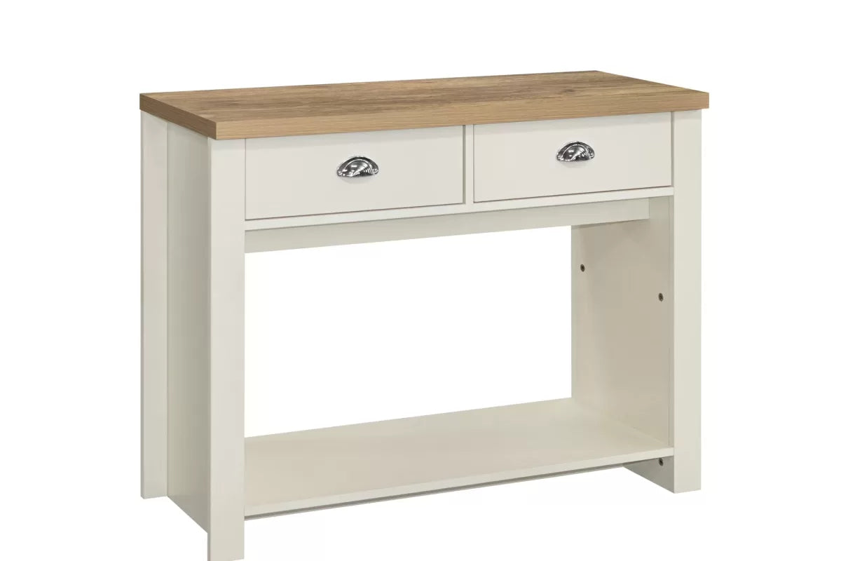 Highgate Cream & Oak 2 Drawer Console Table