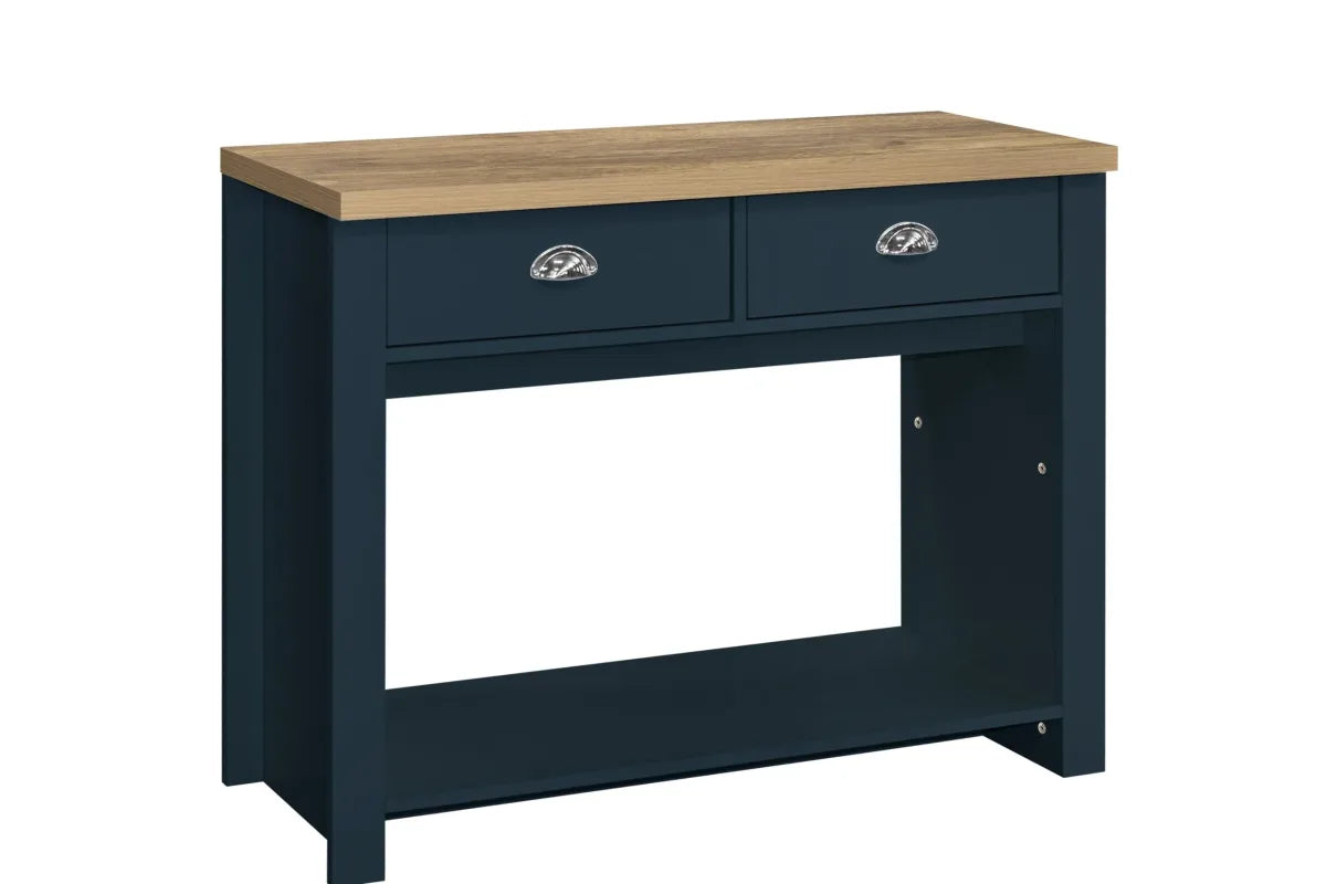 Highgate Navy Blue & Oak 2 Drawer Console Table