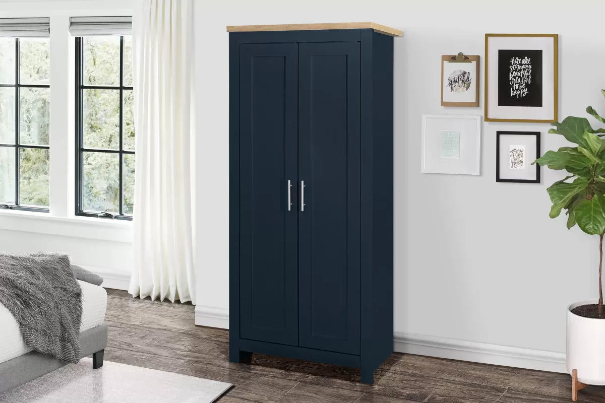 Highgate Navy Blue & Oak 2 Door Wardrobe