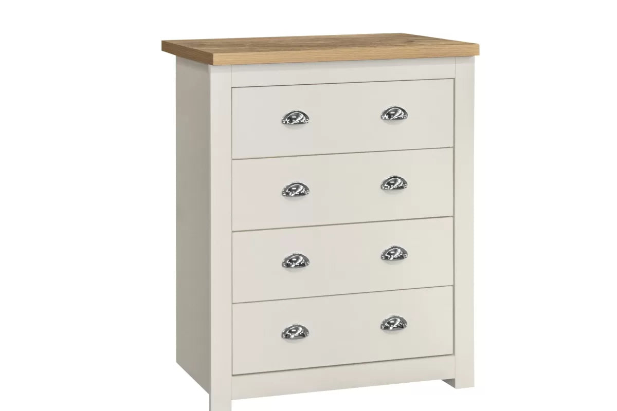 Highgate Cream & Oak 4 Drawer Chest