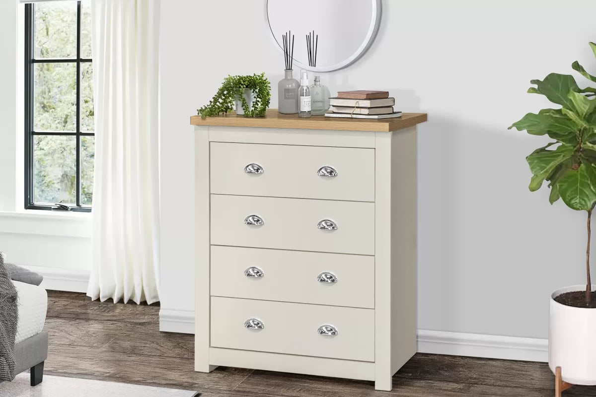 Highgate Cream & Oak 4 Drawer Chest