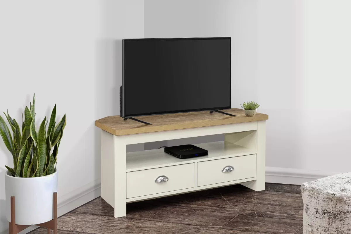 Highgate Cream & Oak Corner TV Unit