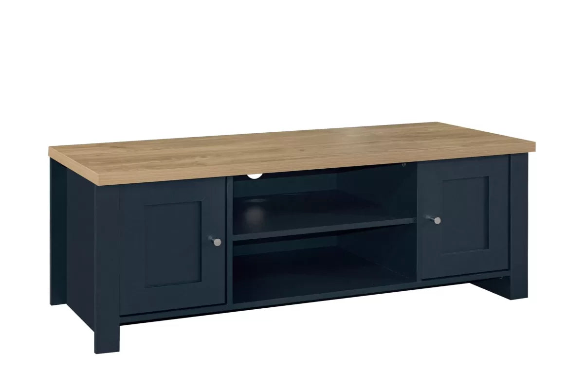 Highgate Navy Blue & Oak Large TV Unit