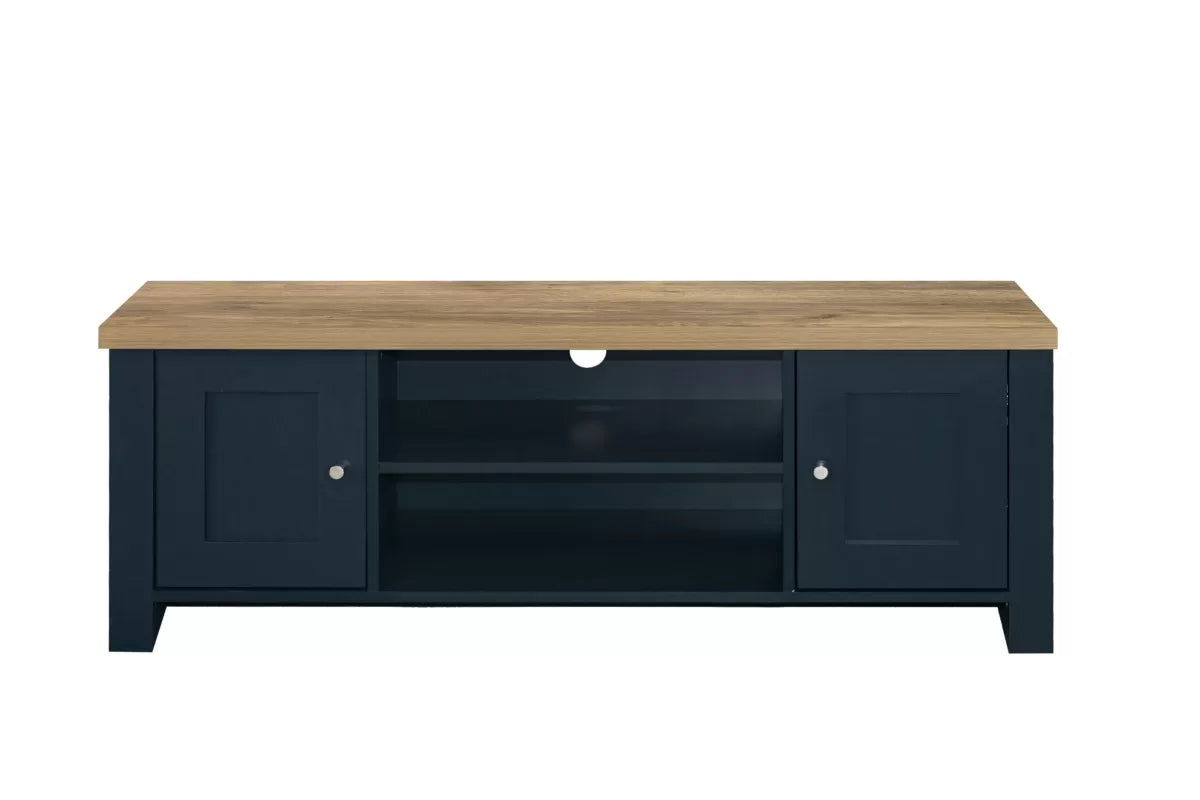 Highgate Navy Blue & Oak Large TV Unit