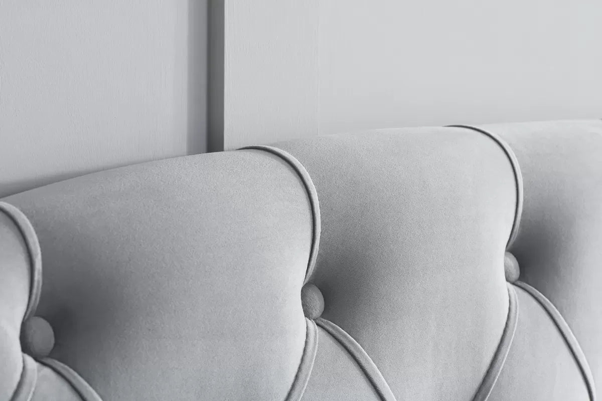 Hope Grey Fabric Storage King Bed + Bliss King Mattress