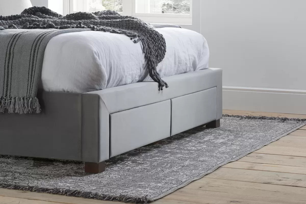 Hope Grey Fabric Storage Double Bed + Bliss Double Mattress