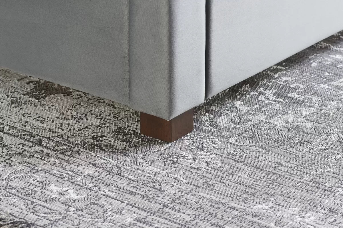 Hope Grey Fabric Storage King Bed + Bliss King Mattress