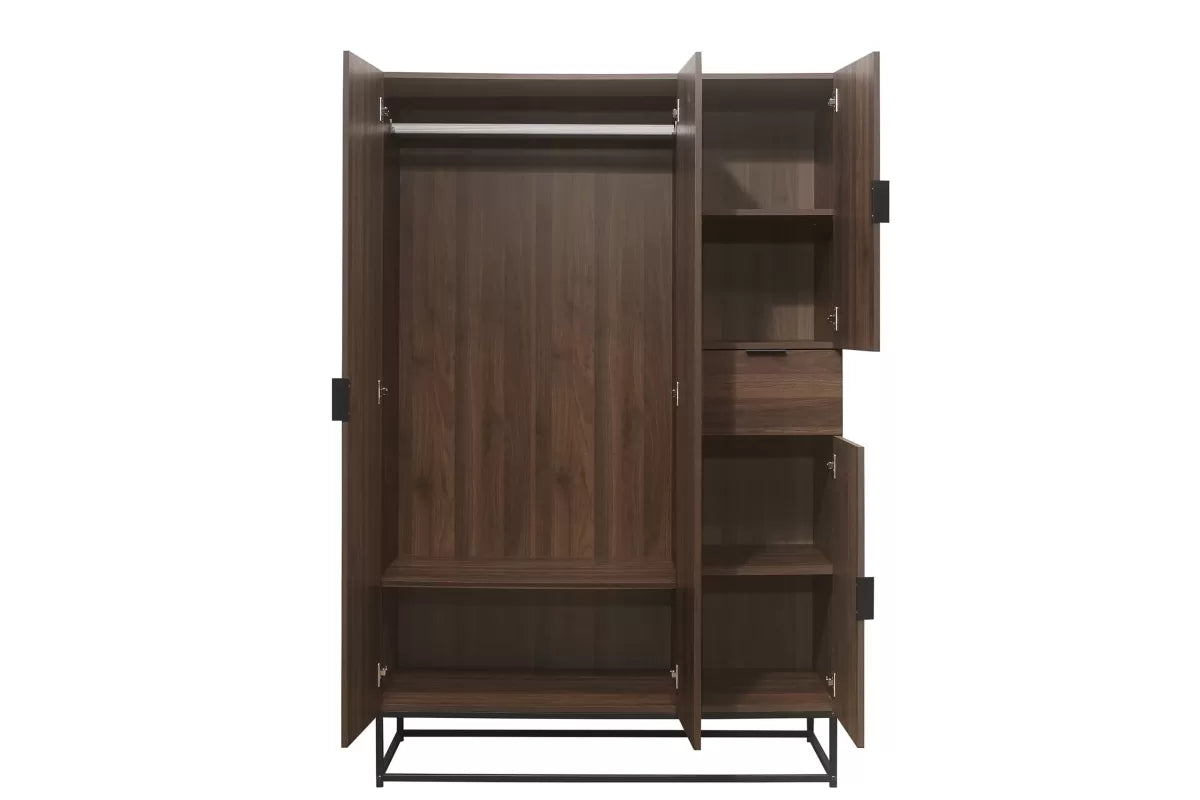 Houston Walnut 4 Door Wardrobe