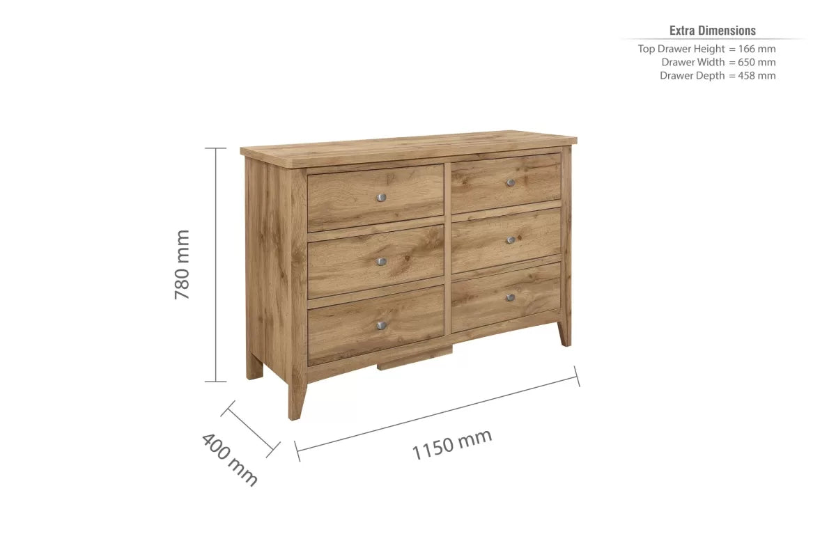 Hampstead Oak 6 Drawer Chest