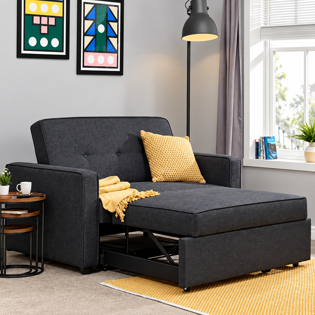 Hannah Charcoal Grey Fabric Sofa Bed
