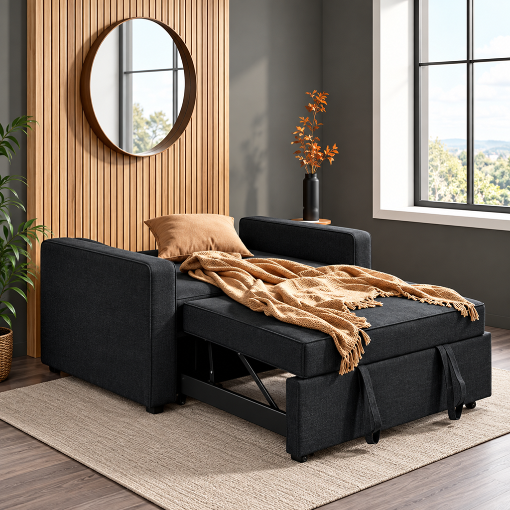 Hannah Charcoal Grey Fabric Sofa Bed