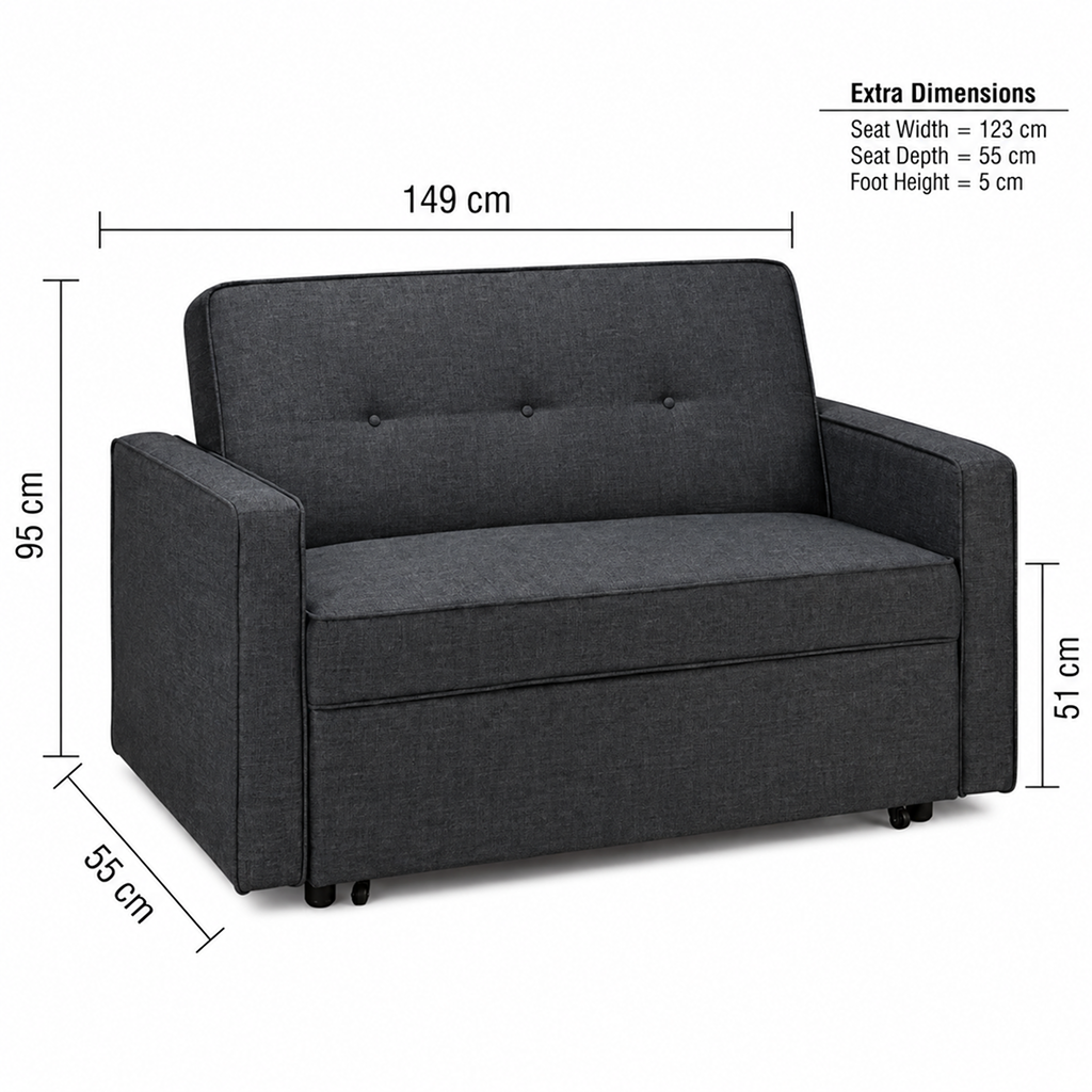 Hannah Charcoal Grey Fabric Sofa Bed