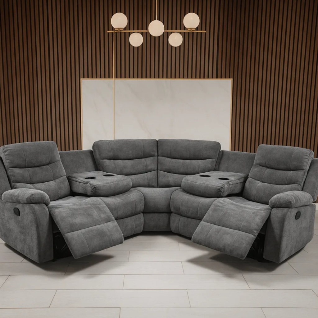 Harrogate Grey Fabric Recliner Corner Sofa