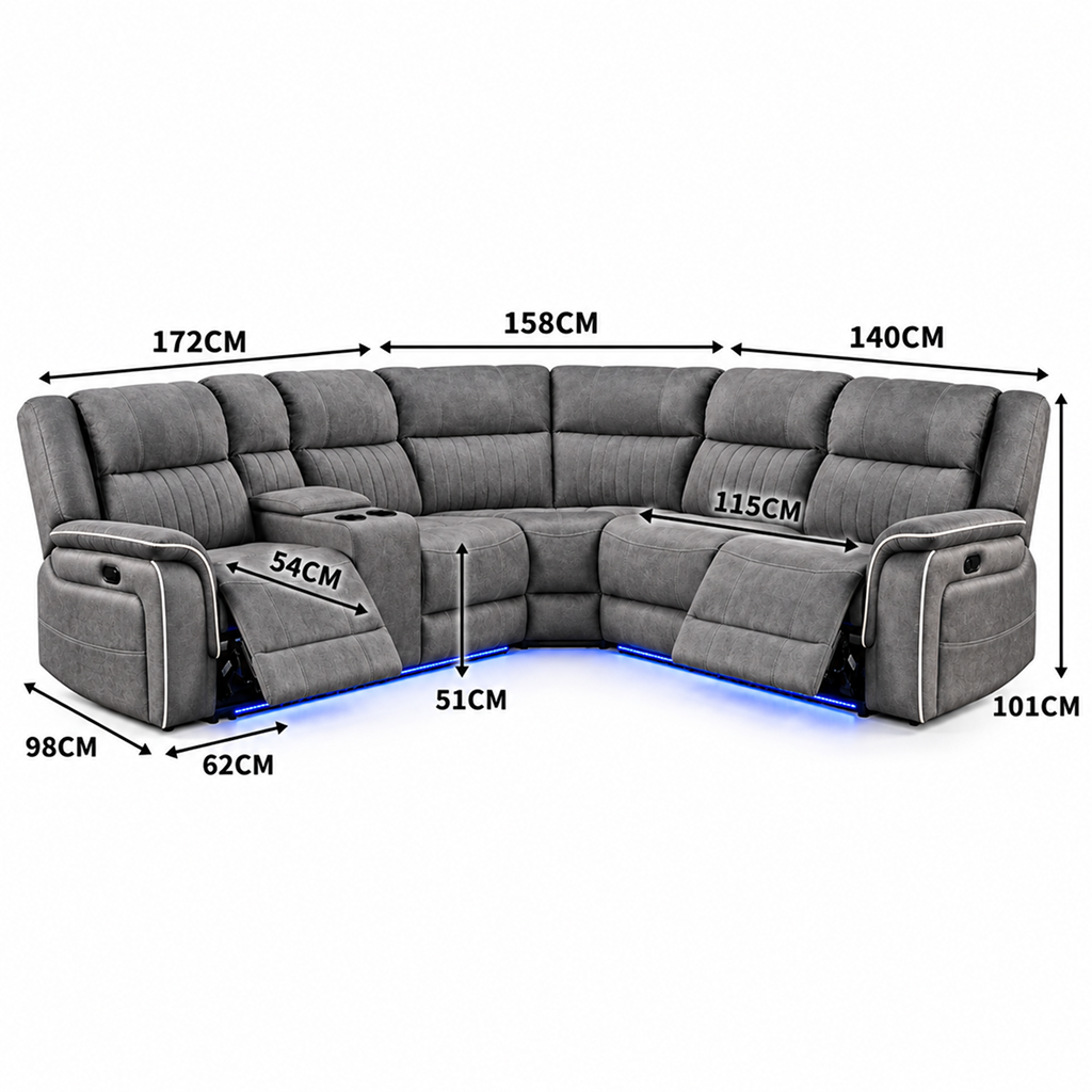 Helena Beige Micro Fabric Electic Recliner Corner Sofa